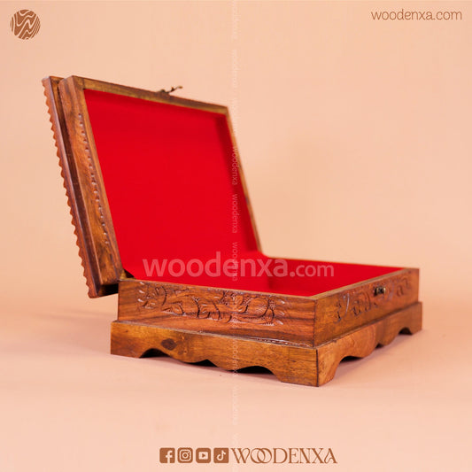 2 in 1 Wooden Quran Box & Rahel with Carving Art | Handmade by Woodenxa
