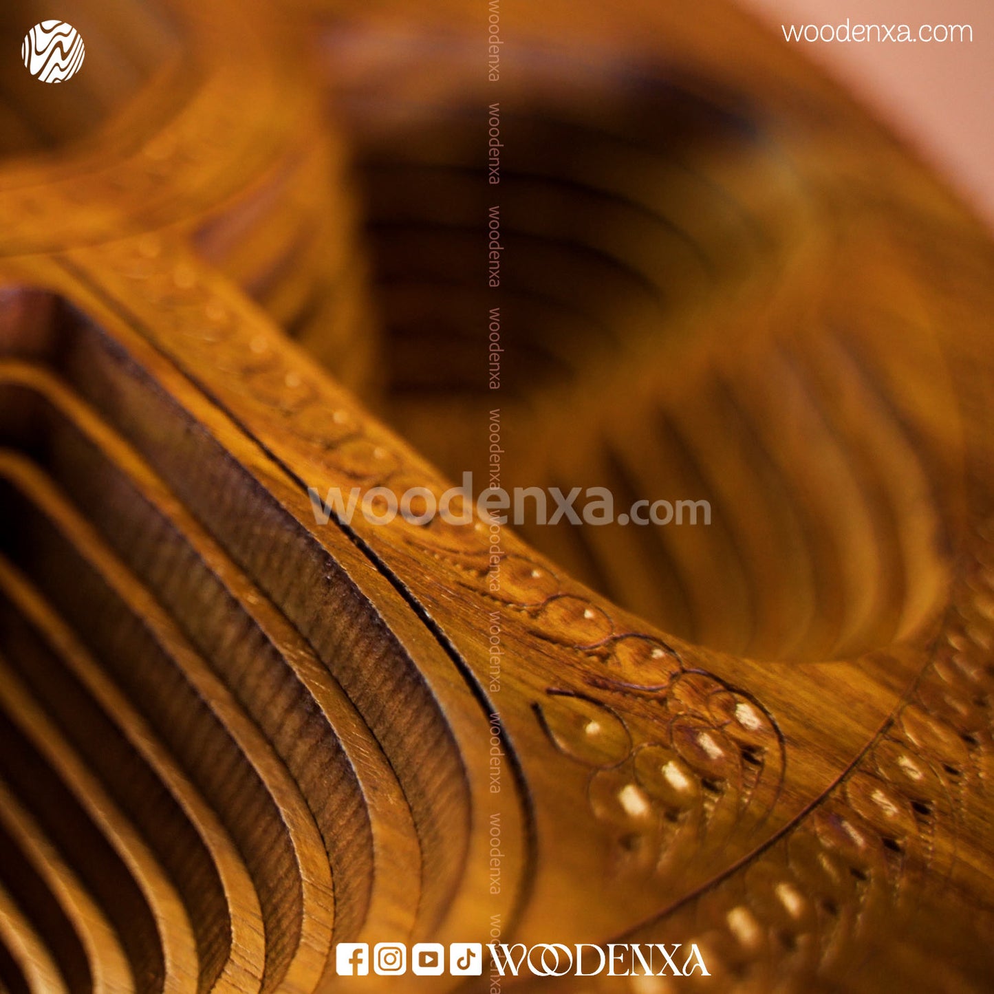 Dry Fruit Wooden Table with Foldable Basket | Handmade by Woodenxa