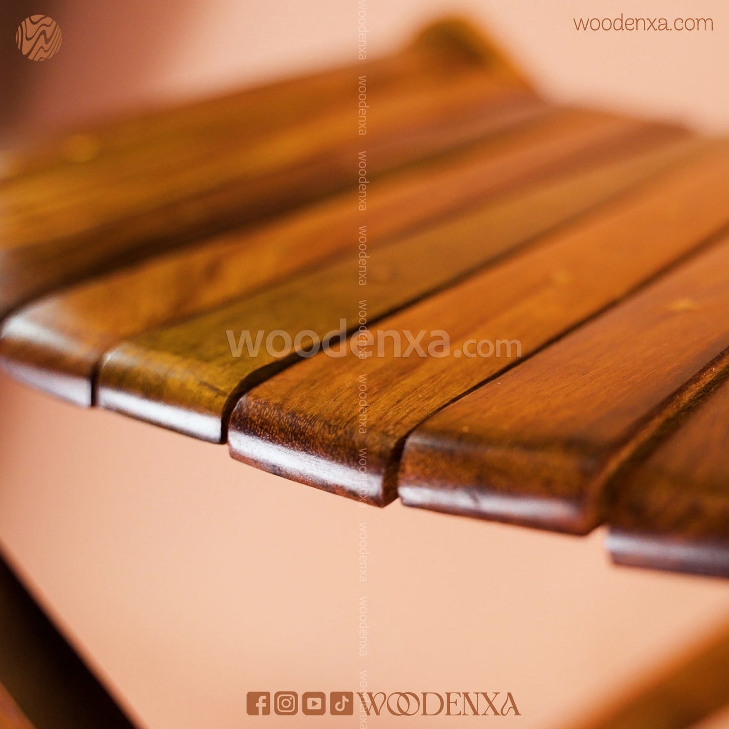 Premium Foldable Wooden Stool with Brass Work | Handmade by Woodenxa