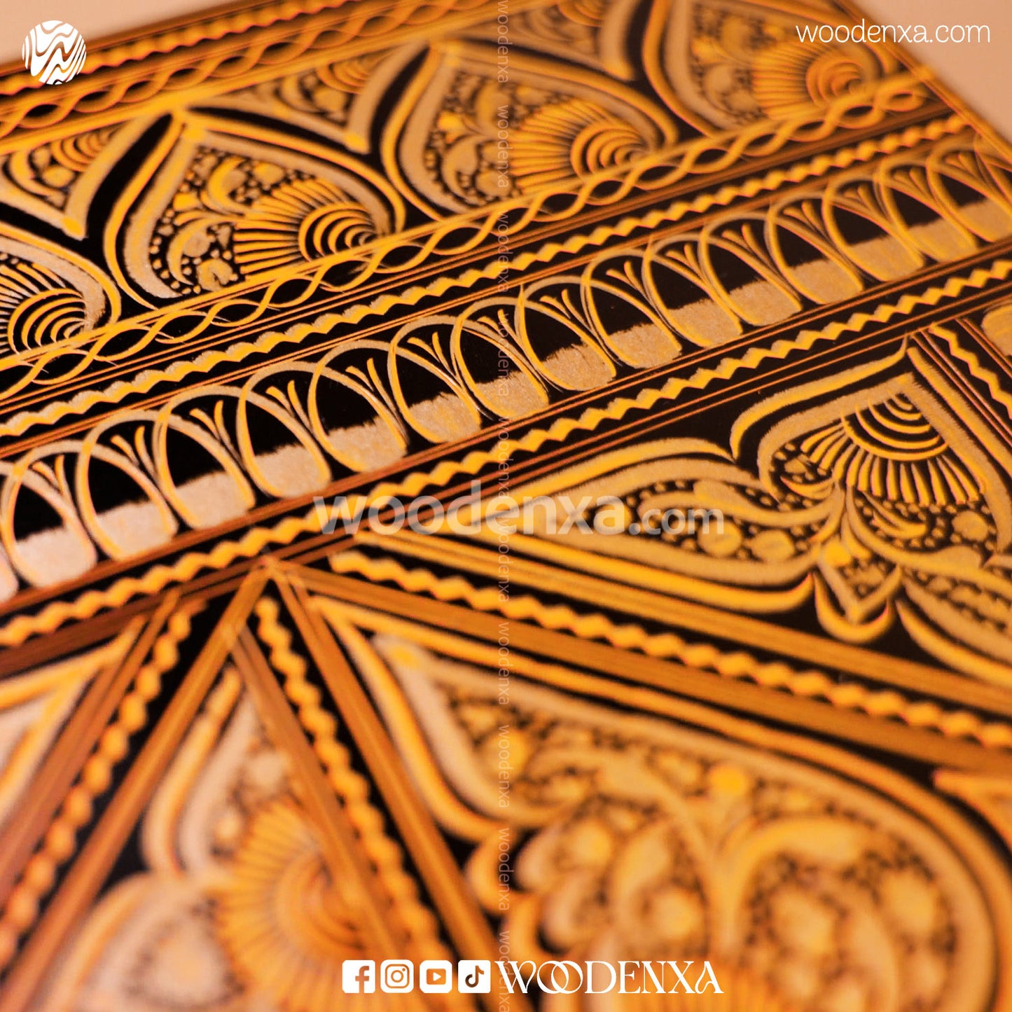 MDF Quran & Jewelry Box – Black with Golden Naqshi Art | Woodenxa