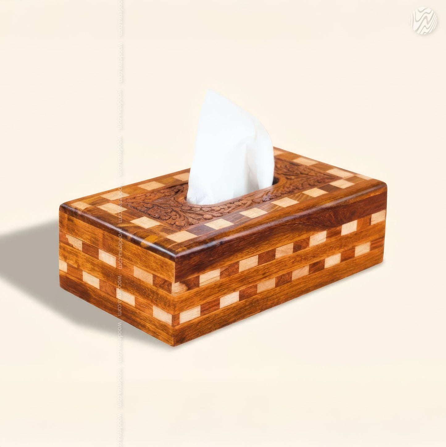 Wooden Tissue Box Tukri Design | Rustic Handmade Aesthetic by Woodenxa
