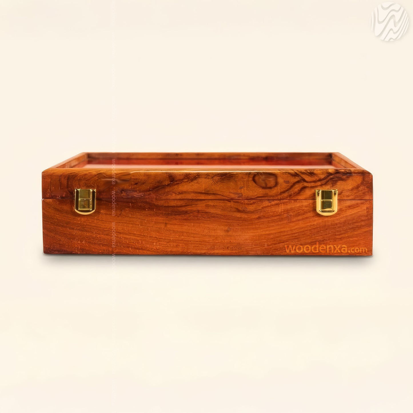 10 Watch Wooden Box with Acrylic Glass Top & Golden Button | Handmade by Woodenxa