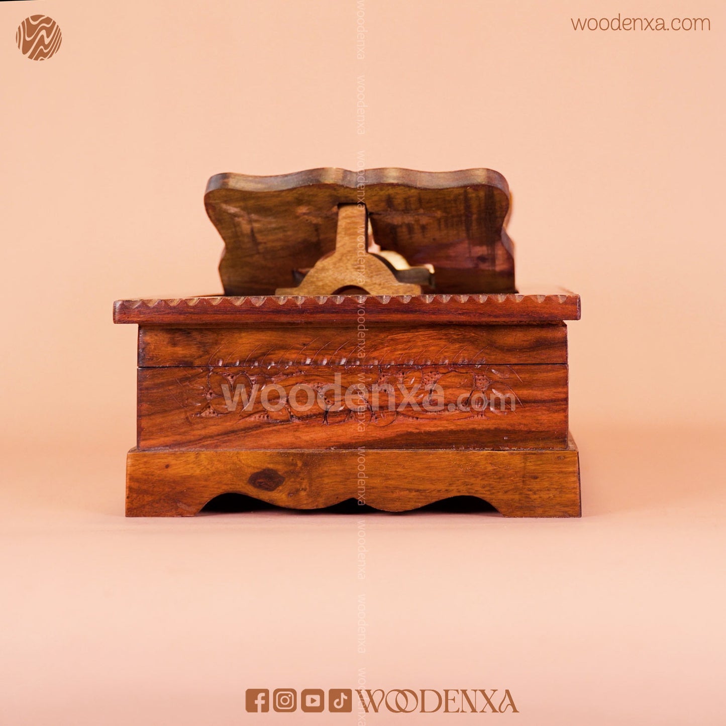 2 in 1 Wooden Quran Box & Rahel with Carving Art | Handmade by Woodenxa