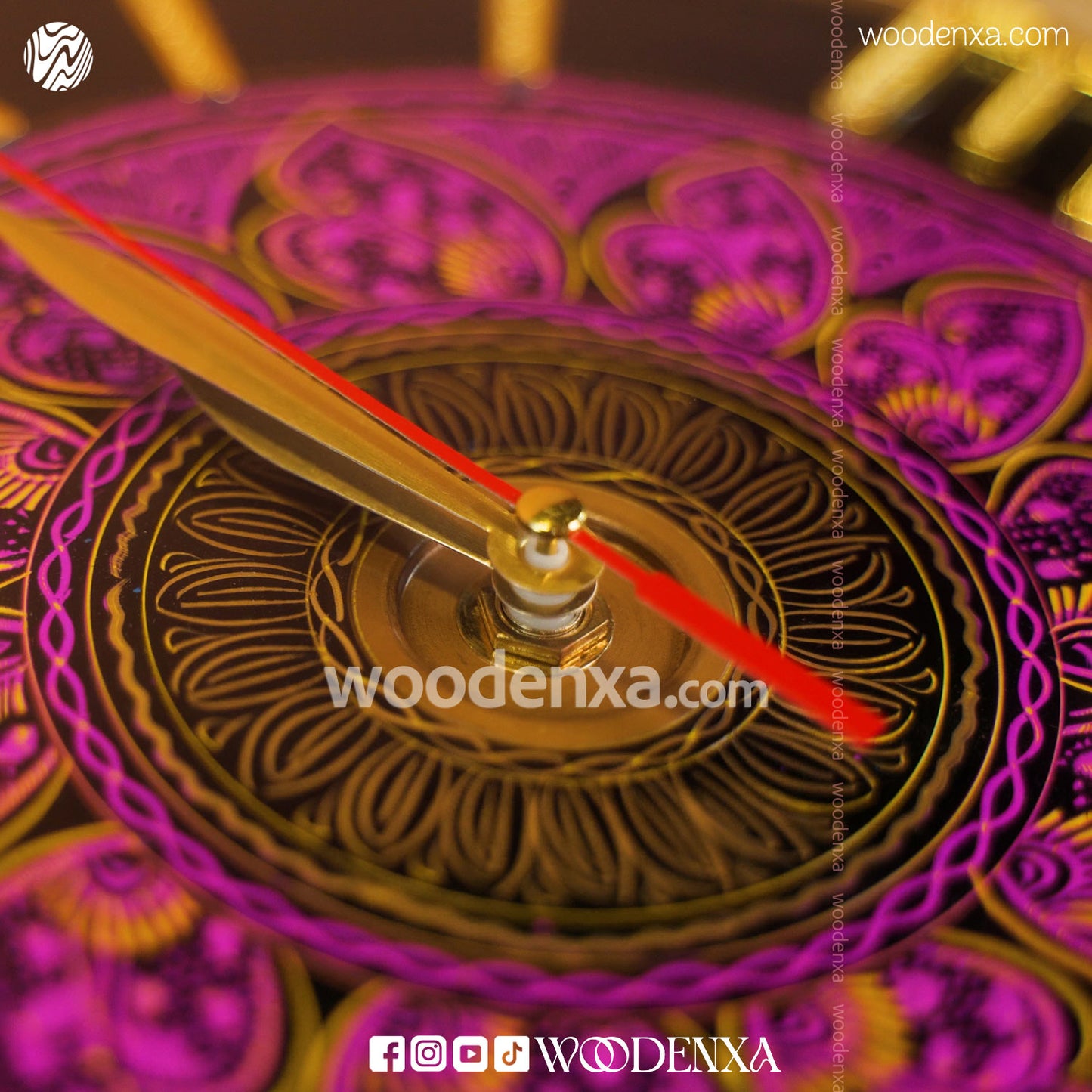 Blue Naqshi Art Wooden Wall Clock 14 Inch | Handmade by Woodenxa