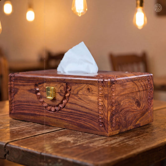 Branded Import Quality Wooden Tissue Box – Premium Solid Wood Design