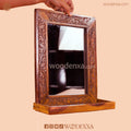 Elegant Wooden Mirror with Carving Design | Handmade by Woodenxa