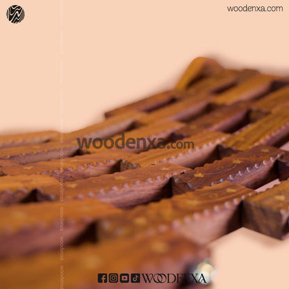 Foldable Wooden Stool with Brass Inlay Work | Handmade by Woodenxa