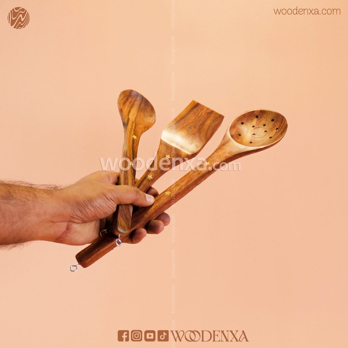 Wooden Kitchen Utensils Cooking Set – 7 Pcs | Handmade by Woodenxa