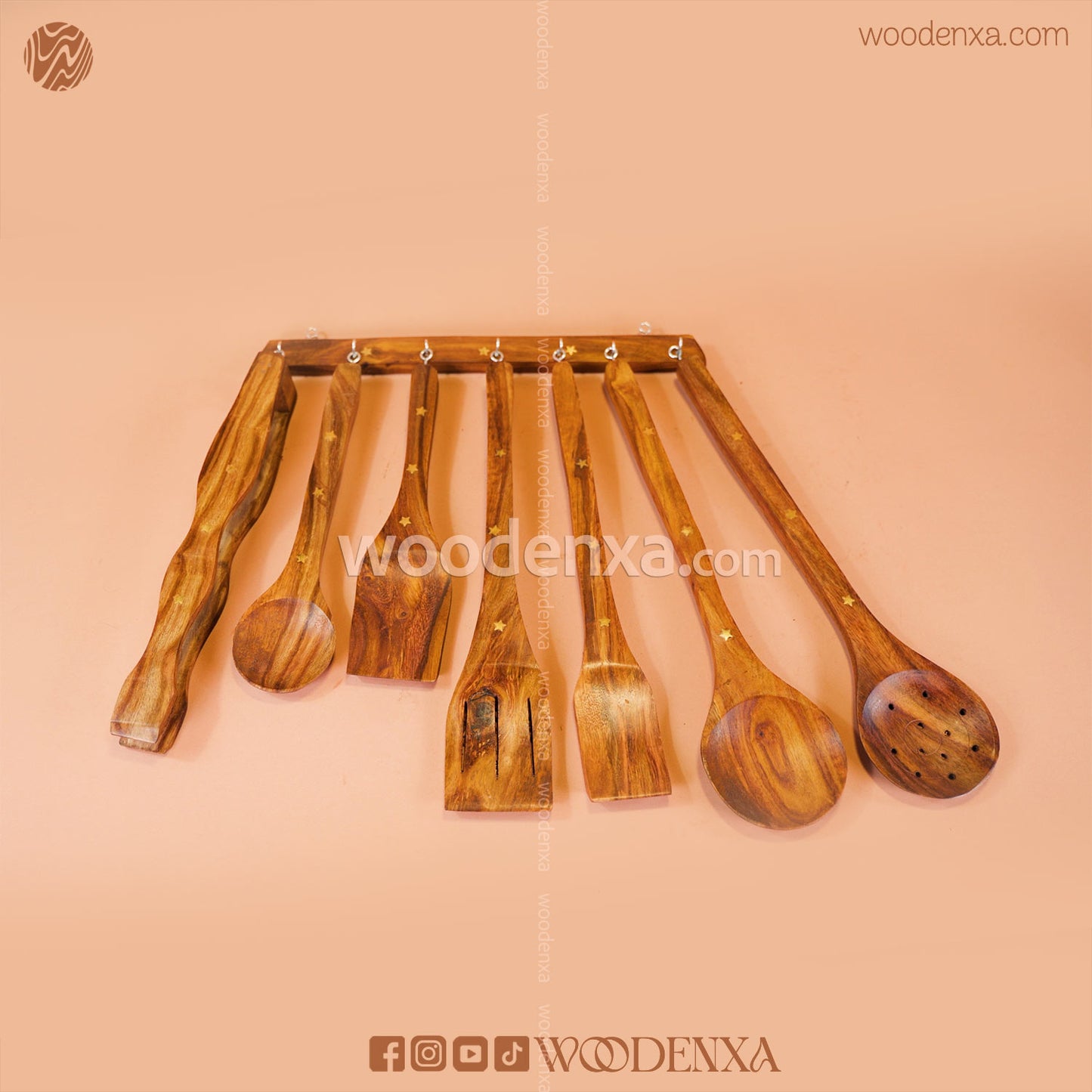 Wooden Kitchen Utensils Cooking Set – 7 Pcs | Handmade by Woodenxa