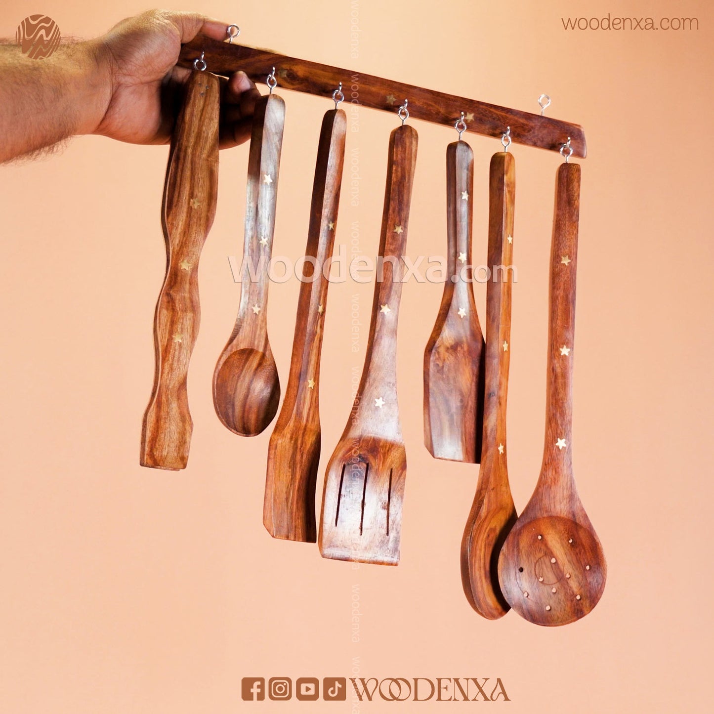 Wooden Kitchen Utensils Cooking Set – 7 Pcs | Handmade by Woodenxa