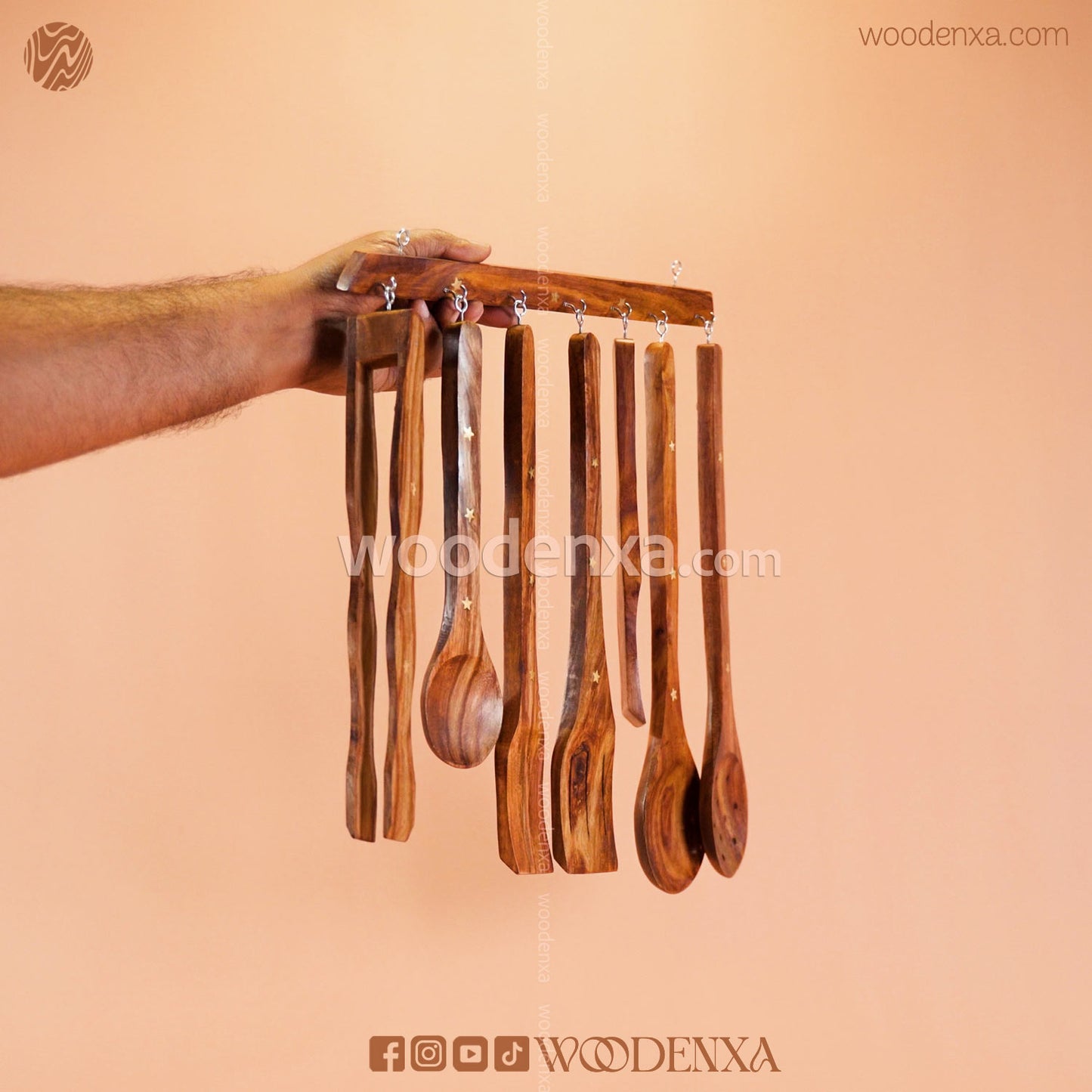 Wooden Kitchen Utensils Cooking Set – 7 Pcs | Handmade by Woodenxa