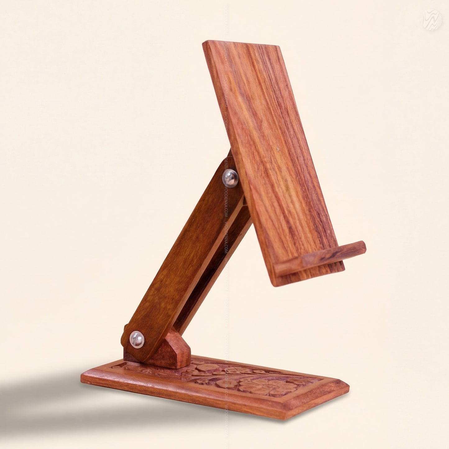 Wooden Carved Adjustable Mobile Stand – Universal Phone Holder | Woodenxa