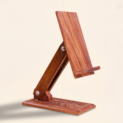 Wooden Carved Adjustable Mobile Stand – Universal Phone Holder | Woodenxa