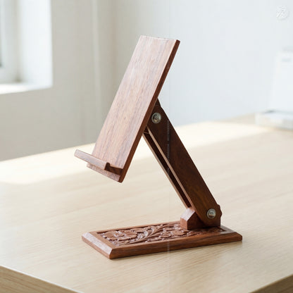 Wooden Carved Adjustable Mobile Stand – Universal Phone Holder | Woodenxa