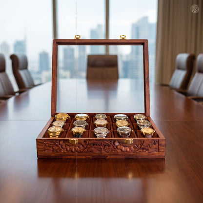 Premium 15 Slot Wooden Watch Box with Carving | Woodenxa