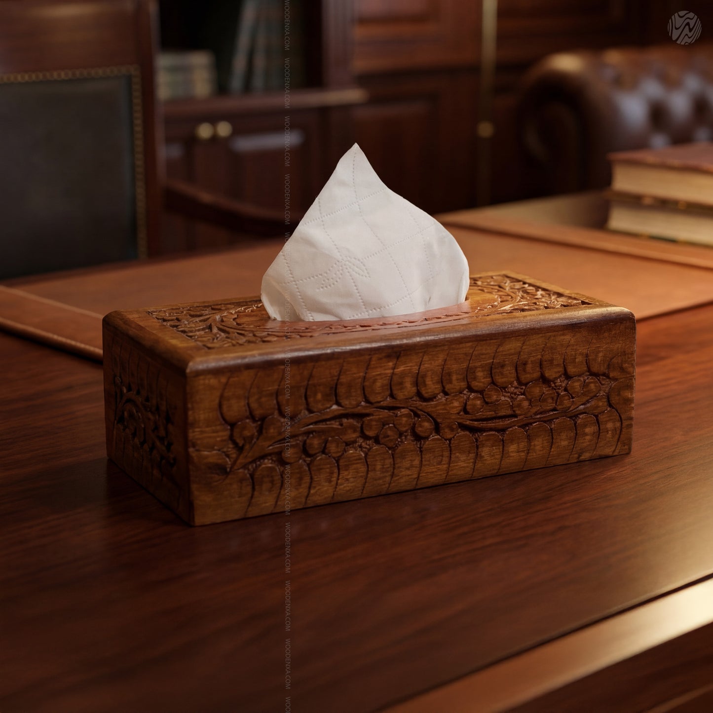 Small Size Handcrafted Fully Carved Wooden Tissue Box 8inch| Woodenxa