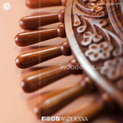 Wooden Wall Clock 18 Inch Carving | Handmade by Woodenxa