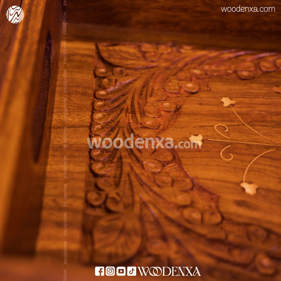 Wooden Carving Tray Set of 3 – Handmade Serving & Storage Trays by Woodenxa