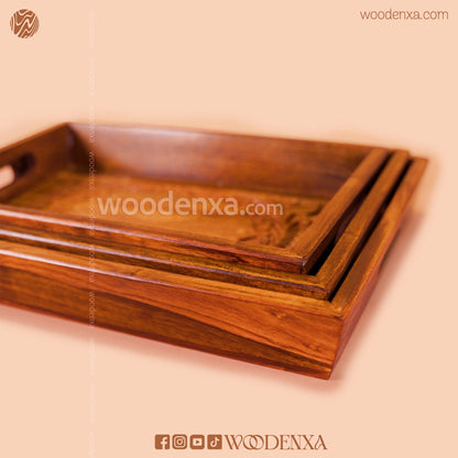 Wooden Carving Tray Set of 3 – Handmade Serving & Storage Trays by Woodenxa