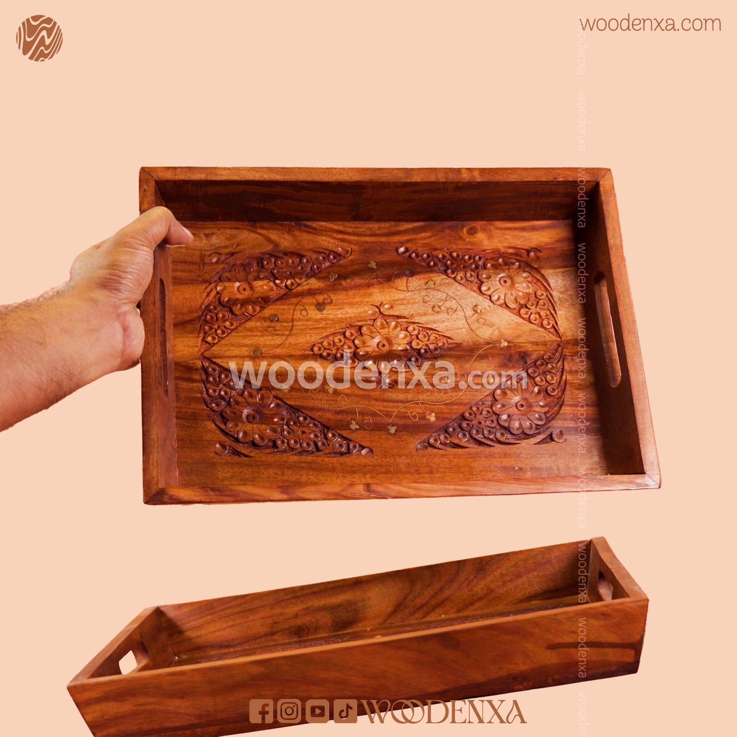 Wooden Carving Tray Set of 3 – Handmade Serving & Storage Trays by Woodenxa