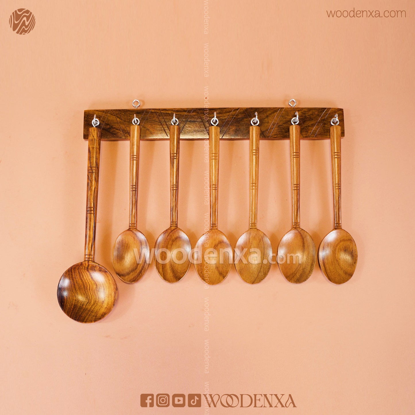 Wooden Soup Spoon Set – 7 Pcs | Handmade Kitchen Utensils by Woodenxa