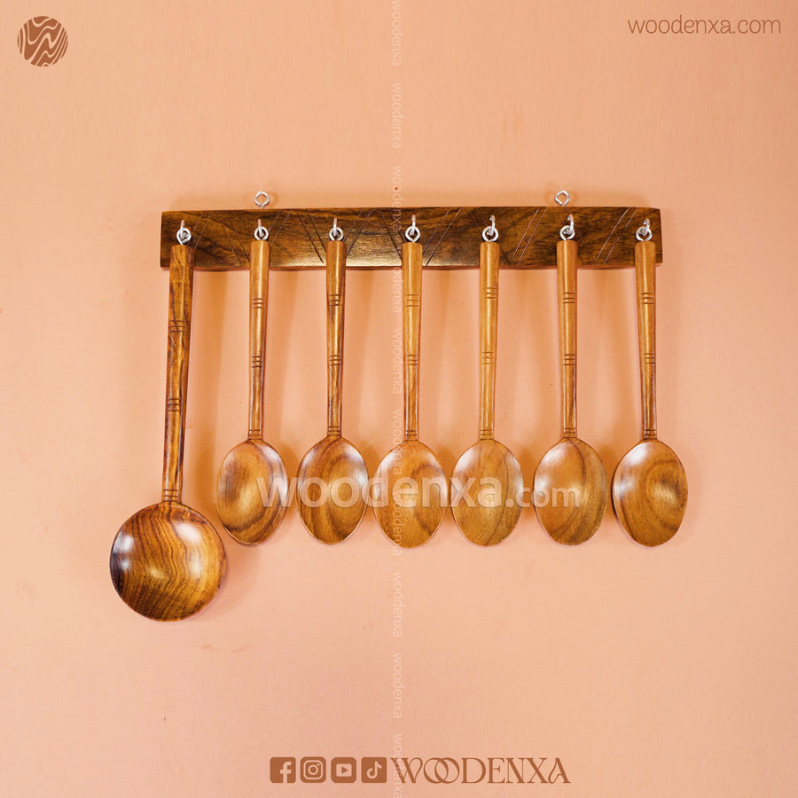Wooden Soup Spoon Set – 7 Pcs | Handmade Kitchen Utensils by Woodenxa