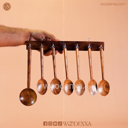 Wooden Soup Spoon Set – 7 Pcs | Handmade Kitchen Utensils by Woodenxa
