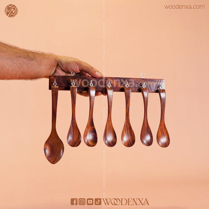 Wooden Spoon Set of 7 | Handmade Cooking & Serving Utensils by Woodenxa