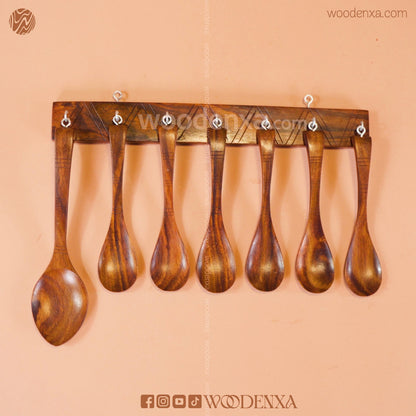 Wooden Spoon Set of 7 | Handmade Cooking & Serving Utensils by Woodenxa