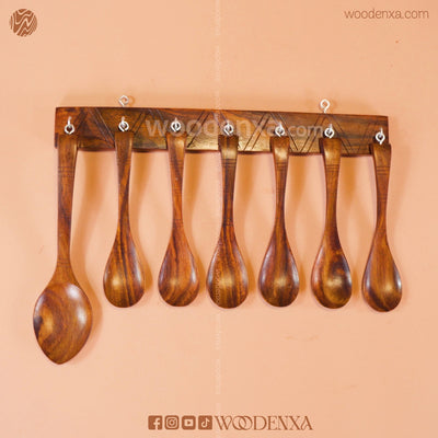 Wooden Spoon Set of 7 | Handmade Cooking & Serving Utensils by Woodenxa