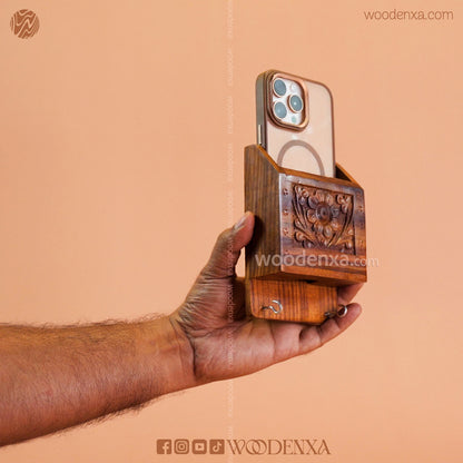 Wooden Wall Mobile Stand | Handmade Mobile Stand by Woodenxa