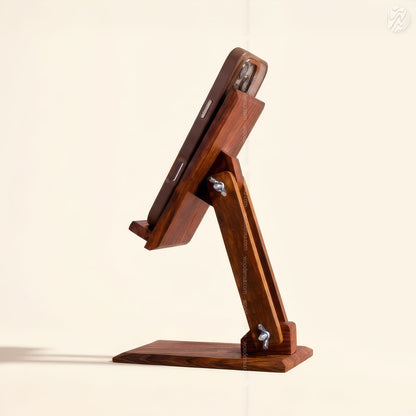 Wooden Adjustable Mobile Stand – Universal Holder for All Phones | Solid Wood by Woodenxa
