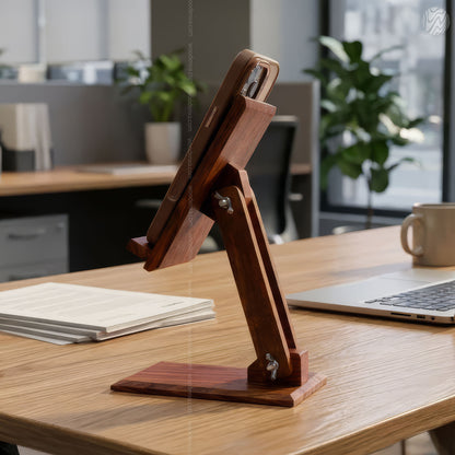 Wooden Adjustable Mobile Stand – Universal Holder for All Phones | Solid Wood by Woodenxa