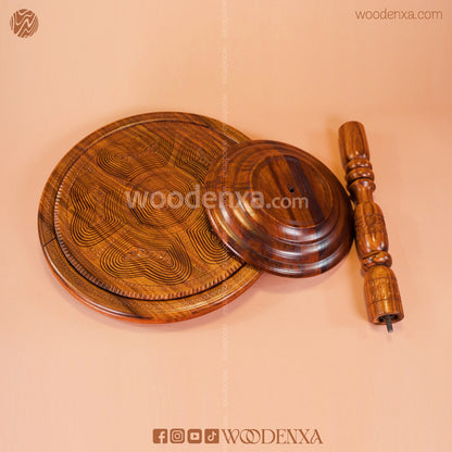 Dry Fruit Wooden Table with Foldable Basket | Handmade by Woodenxa