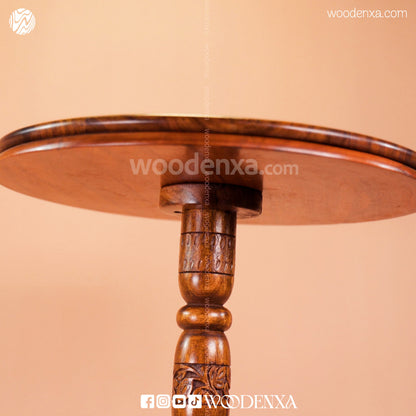 Dry Fruit Wooden Table with Foldable Basket | Handmade by Woodenxa