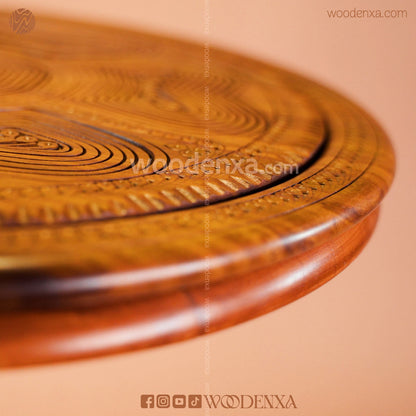 Dry Fruit Wooden Table with Foldable Basket | Handmade by Woodenxa