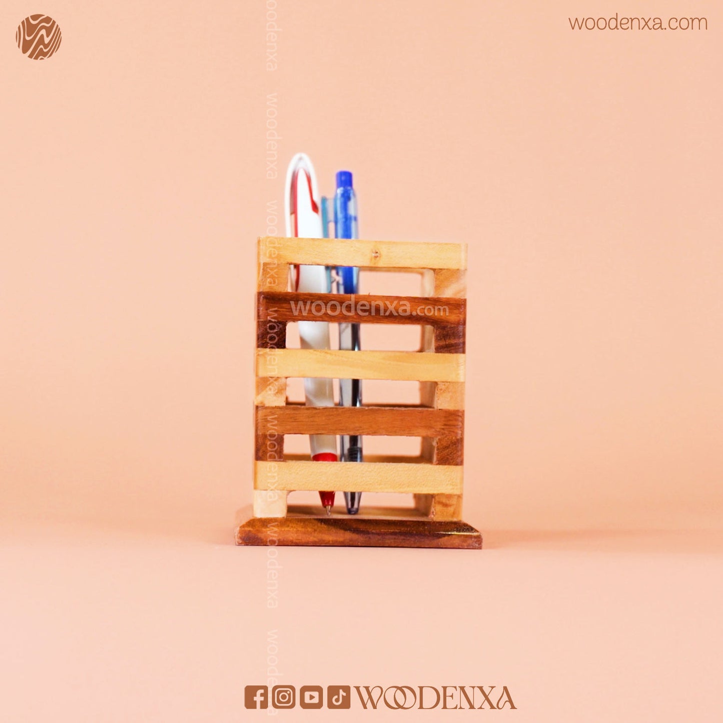 Wooden Multipurpose Pen Stand Holder Dual Color | Handmade by Woodenxa