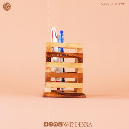 Wooden Multipurpose Pen Stand Holder Dual Color | Handmade by Woodenxa