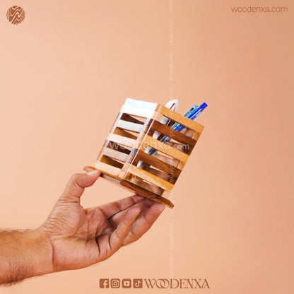 Wooden Multipurpose Pen Stand Holder Dual Color | Handmade by Woodenxa