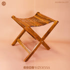 Premium Foldable Wooden Stool with Brass Work | Handmade by Woodenxa