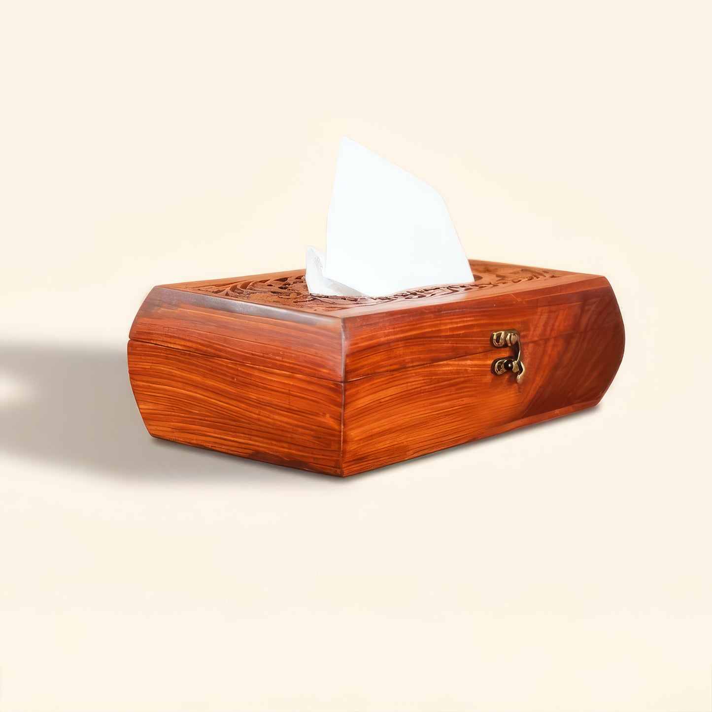 Handcrafted Wooden Tissue Box with Carving Work | Woodenxa