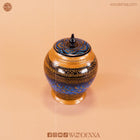 Handmade Wooden Candy Jar 5" – Black with Blue & Golden Naqshi Art | Woodenxa