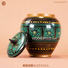Handmade Wooden Candy Jar 6" – Black with Green & Golden Naqshi Art | Woodenxa
