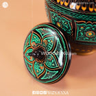 Handmade Wooden Candy Jar 6" – Black with Green & Golden Naqshi Art | Woodenxa