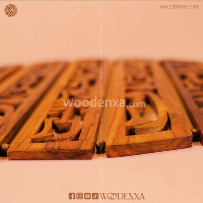 Loh-e-Qurani Calligraphy Handcrafted on 7 Sectional Wooden Pieces | Islamic Wall Art by Woodenxa