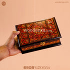 MDF Wooden Jewellery Box with Red Naqshi Art | Handmade by Woodenxa