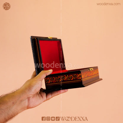 MDF Wooden Jewellery Box with Red Naqshi Art | Handmade by Woodenxa