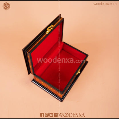 MDF Wooden Jewellery Box with Red Naqshi Art | Handmade by Woodenxa