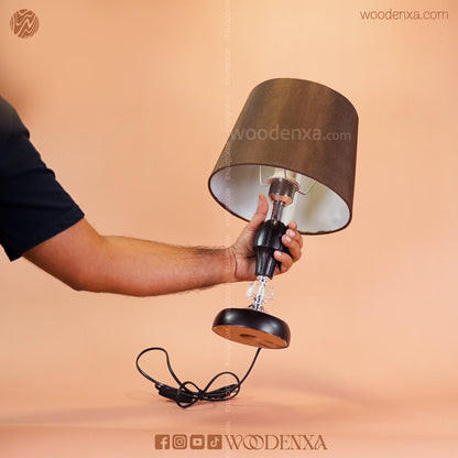 Modern Wooden Crystal Fabric Lamp for Table and Bedside | Woodenxa
