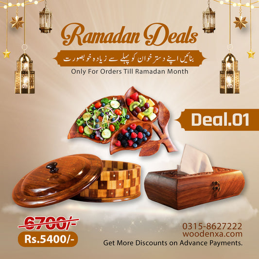 Ramadan Special Deal 01 - Complete Wooden Serving Set by Woodenxa